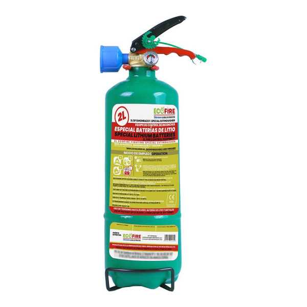Extintor Especial para Baterías de Litio 2 l, Verde + Soporte SIMON RACK