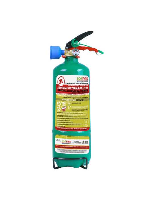 Extintor Especial para Baterías de Litio 2 l, Verde + Soporte SIMON RACK