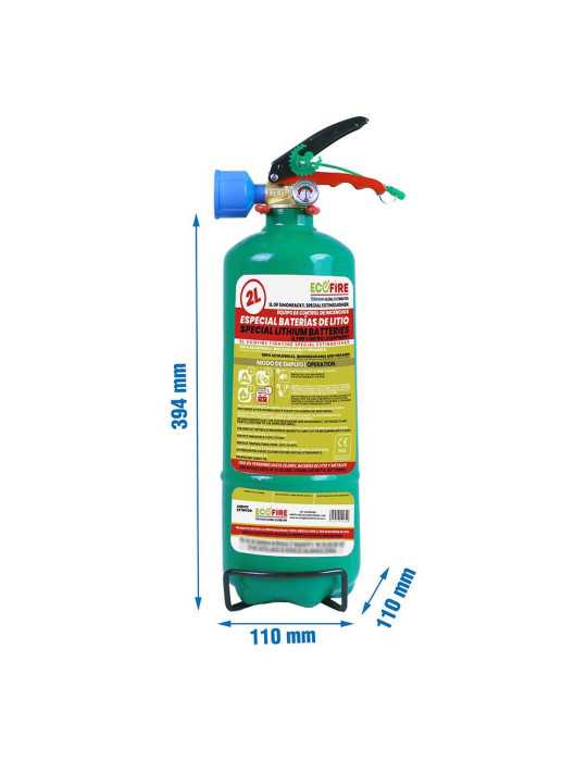 Extintor Especial para Baterías de Litio 2 l, Verde + Soporte SIMON RACK