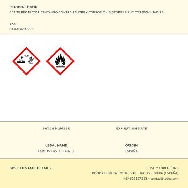 Aceite Protector Centauro Contra Salitre y Corrosión Motores Náuticos 500 ml SADIRA