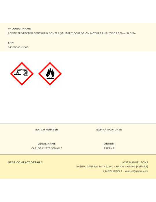 Aceite Protector Centauro Contra Salitre y Corrosión Motores Náuticos 500 ml SADIRA