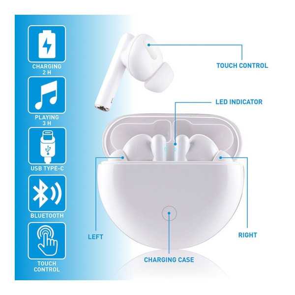 Auriculares Earbuds Bluetooth con Estuche Blanco GRUNDIG