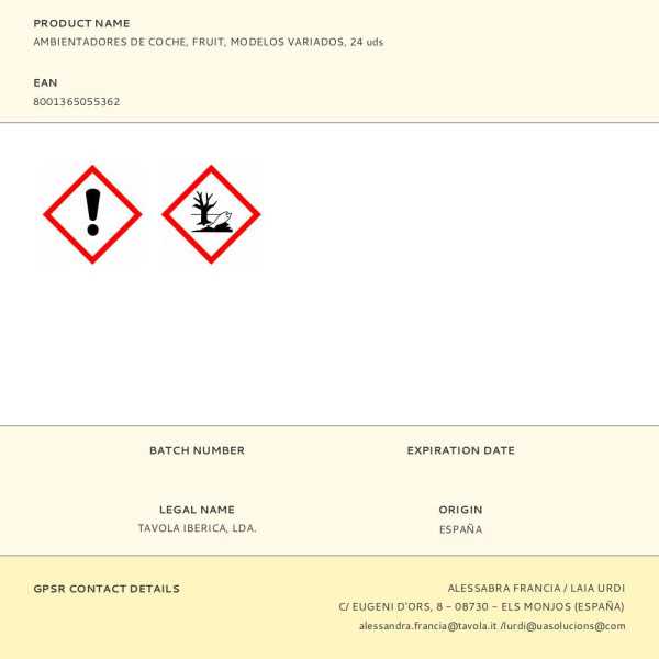 Ambientadores de Coche, Fruit, Modelos Variados, 24 uds ARBRE MAGIQUE