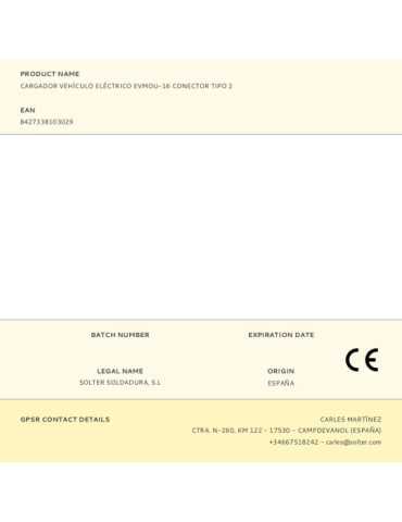 Cargador Vehículo Eléctrico EVMOU-16 Conector tipo 2 SOLTER 2