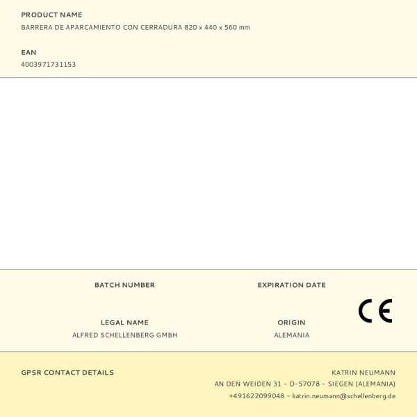 Barrera de Aparcamiento con Cerradura 820 x 440 x 560 mm SCHELLENBERG