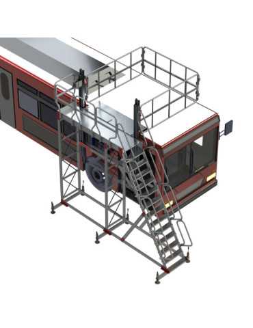 Escalera con plataforma y barandilla regulable TSA-S FARAONE
