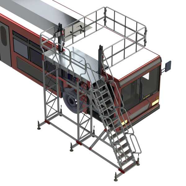 Escalera con plataforma y barandilla regulable TSA-S FARAONE