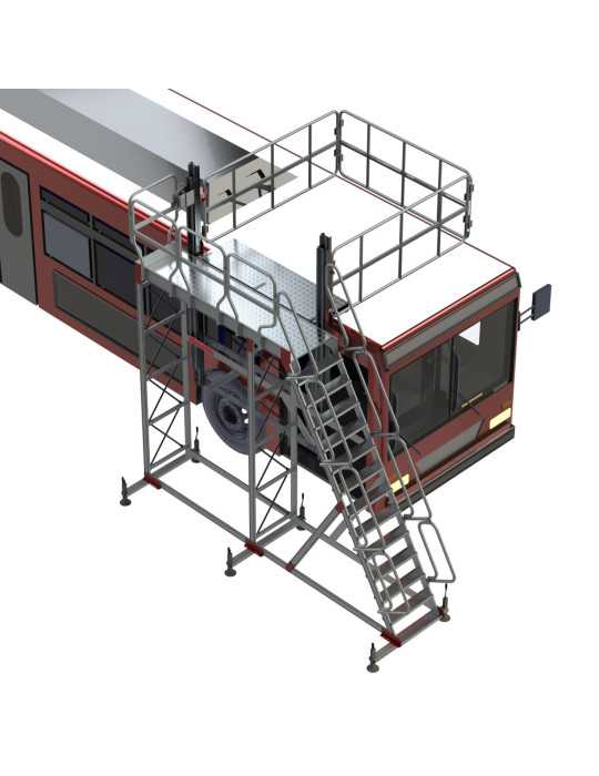 Escalera con plataforma y barandilla regulable TSA-S FARAONE
