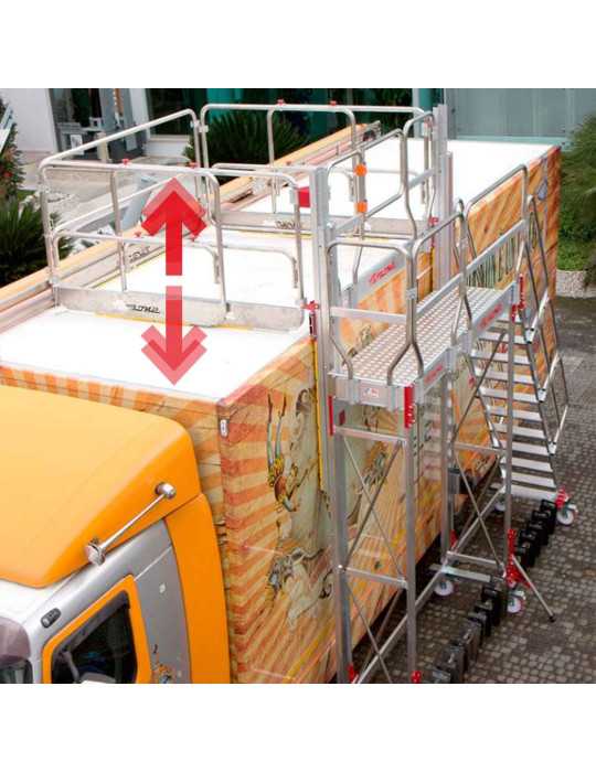 Escalera con plataforma y barandilla regulable TSA-S FARAONE