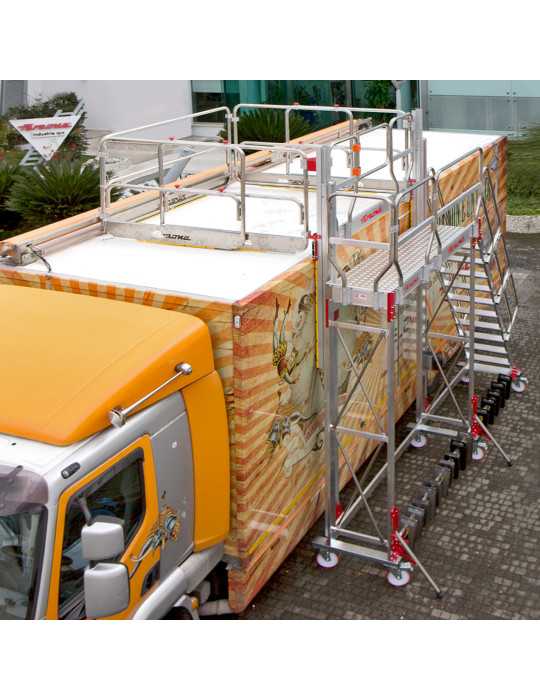 Escalera con plataforma y barandilla regulable TSA-S FARAONE