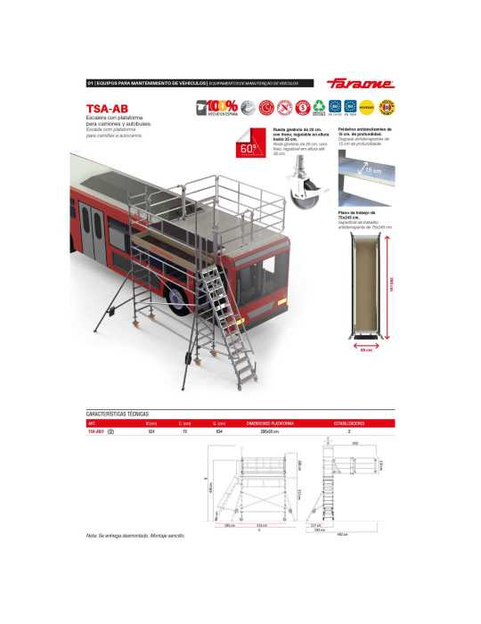 Escalera con plataforma para camiones y autobuses TSA-AB-3 FARAONE