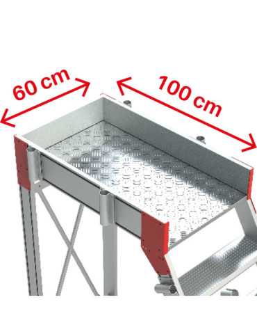 Escalera de aluminio con plataforma y cuatro ruedas Inclinación de 60 Altura hasta la plataforma 1,70 m SY60-07 FARAONE 2