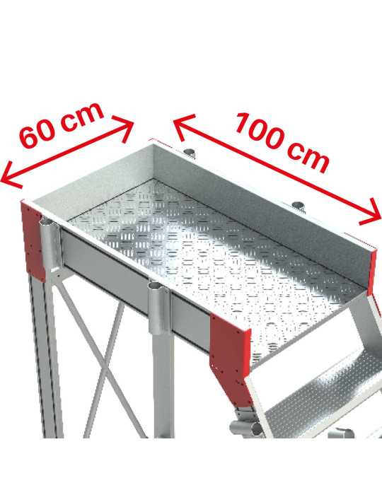 Escalera de aluminio con plataforma y cuatro ruedas Inclinación de 60 Altura hasta la plataforma 1,70 m SY60-07 FARAONE