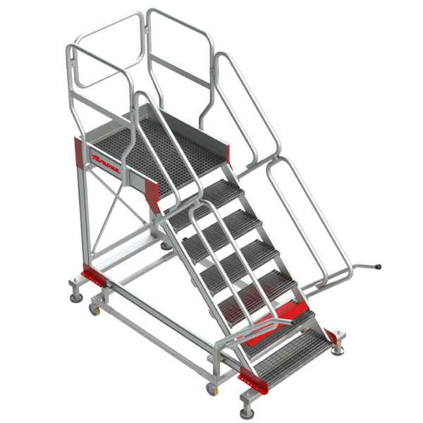 Escalera con plataforma y cuatro ruedas TRAMEX Altura hasta la plataforma 1,84 m SY-T-09 FARAONE