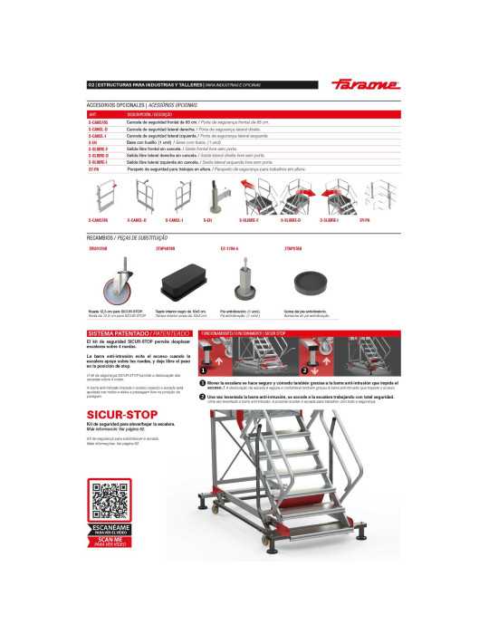 Escalera con plataforma y cuatro ruedas TRAMEX Altura hasta la plataforma 2,36 m SY-T-11 FARAONE