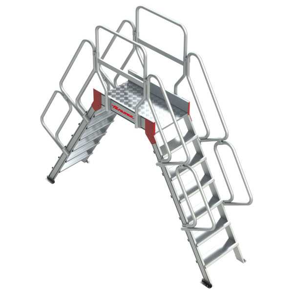 Escalera puente de aluminio con plataforma Inclinación 60 Altura hasta la plataforma 74 cm SP60-03 FARAONE