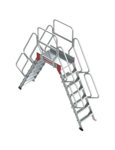 Escalera puente de aluminio con plataforma Inclinación 60 Altura hasta la plataforma 1,23 m SP60-05 FARAONE