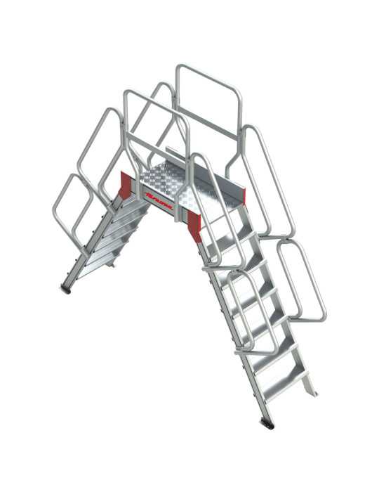 Escalera puente de aluminio con plataforma Inclinación 60 Altura hasta la plataforma 1,97 m SP60-08 FARAONE