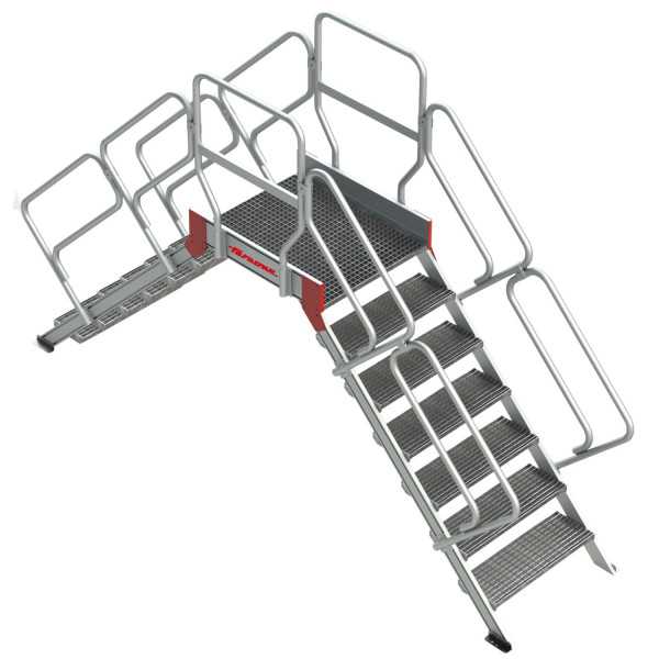 Escalera puente con plataforma en tramex Inclinación 45 Altura hasta la plataforma 85 cm SP-T-04 FARAONE