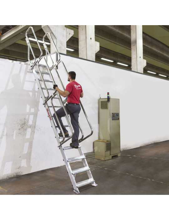 Escalera de aluminio fija para entreplantas y altillos Inclinación 60 Altura de desembarco 2,72 m SG60-11 FARAONE