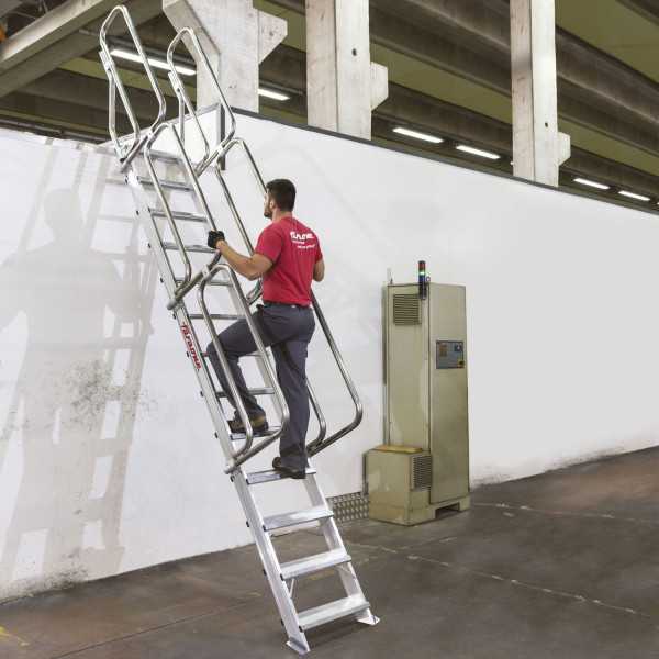 Escalera de aluminio fija para entreplantas y altillos Inclinación 60 Altura de desembarco 3,46 m SG60-14 FARAONE
