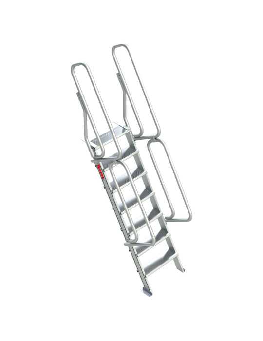 Escalera de aluminio fija para entreplantas y altillos Inclinación 60 Altura de desembarco 3,70 m SG60-15 FARAONE