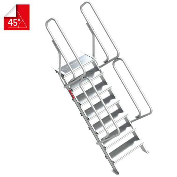 Escalera para entreplantas y altillos Inclinación 45 Altura de desembarco 1,06 m SG45-05 FARAONE