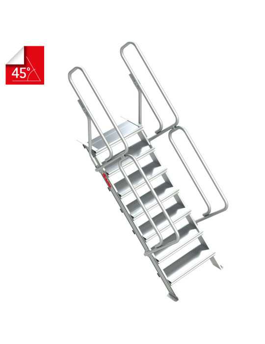 Escalera para entreplantas y altillos Inclinación 45 Altura de desembarco 1,91 m SG45-09 FARAONE