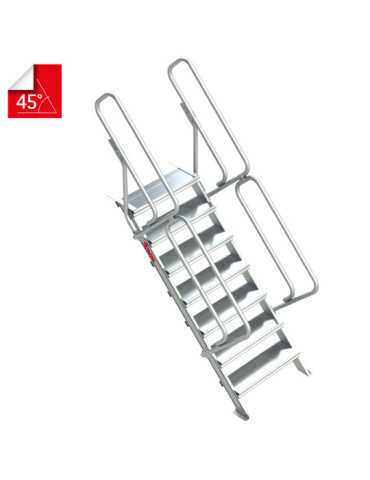 Escalera para entreplantas y altillos Inclinación 45 Altura de desembarco 2,33 m SG45-11 FARAONE 2