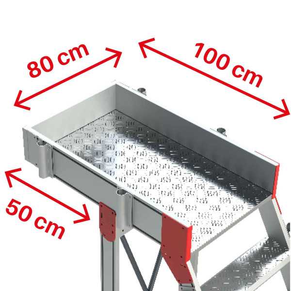 Escalera de aluminio con plataforma y vuelo Inclinación de 60 Altura hasta la plataforma 1,44 m SB60-6 FARAONE