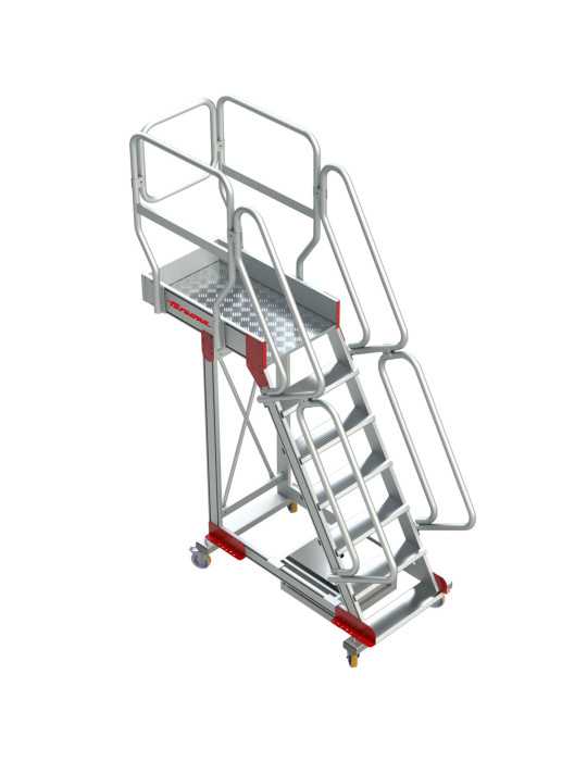 Escalera de aluminio con plataforma y vuelo Inclinación de 60 Altura hasta la plataforma 2,68 m SB60-11 FARAONE