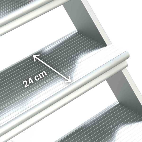 Escalera de aluminio con plataforma y vuelo Inclinación de 45 Altura hasta la plataforma 84 cm SB45-04 FARAONE
