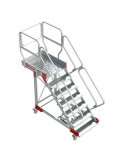 Escalera de aluminio con plataforma y vuelo Inclinación de 45 Altura hasta la plataforma 2,33 m SB45-11 FARAONE