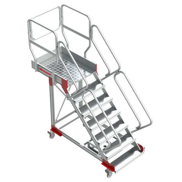 Escalera de aluminio con plataforma y vuelo Inclinación de 45 Altura hasta la plataforma 3,38 m SB45-16 FARAONE