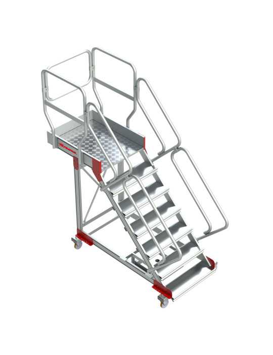 Escalera de aluminio con plataforma y vuelo Inclinación de 45 Altura hasta la plataforma 3,38 m SB45-16 FARAONE