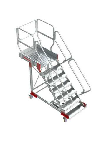 Escalera de aluminio con plataforma y vuelo Inclinación de 45 Altura hasta la plataforma 3,60 m SB45-17 FARAONE