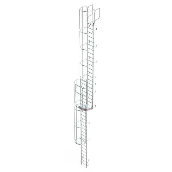 Escalera vertical de seguridad con jaula y descansillo Altura de pared entre 7.40 - 7.68 m SVS1-768 FARAONE