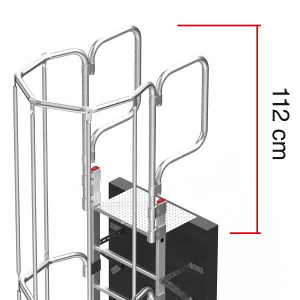 Escalera vertical de seguridad con jaula de protección Altura de pared entre 5.44 - 5.72 m SVS572 FARAONE