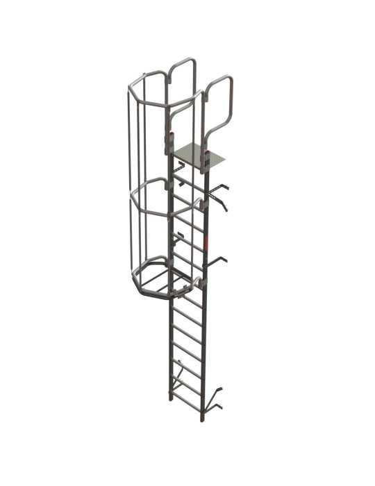 Escalera vertical de seguridad con jaula de protección Altura de pared entre 7.68 - 7.96 m SVS796 FARAONE