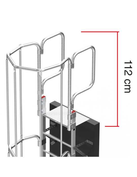 Escalera vertical de seguridad con jaula de protección Altura de pared entre 7.96 - 8.24 m SVS824 FARAONE
