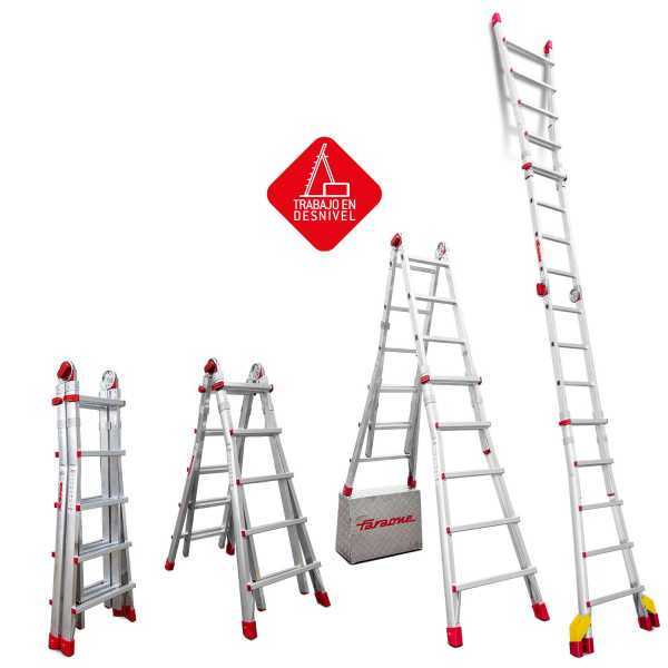 Escalera telescópica de aluminio multiusos súper profesional Peldaños 8-8 TELEST4 FARAONE