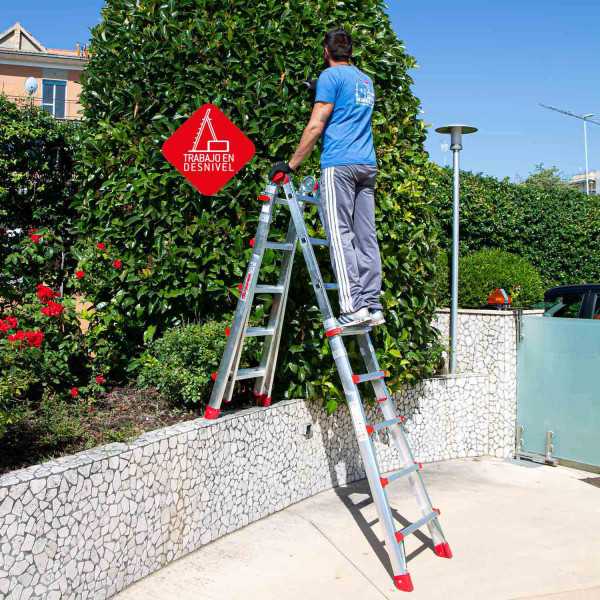 Escalera telescópica de aluminio multiusos súper profesional Peldaños 8-8 TELEST4 FARAONE