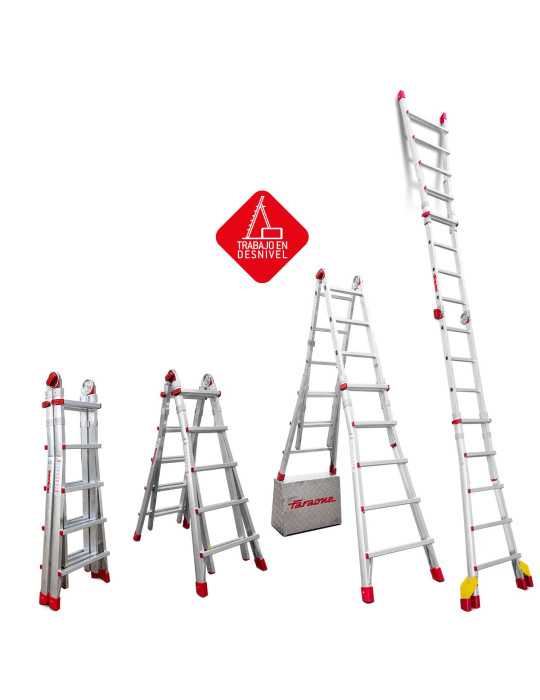 Escalera telescópica de aluminio multiusos súper profesional Peldaños 10-10 TELEST5 FARAONE
