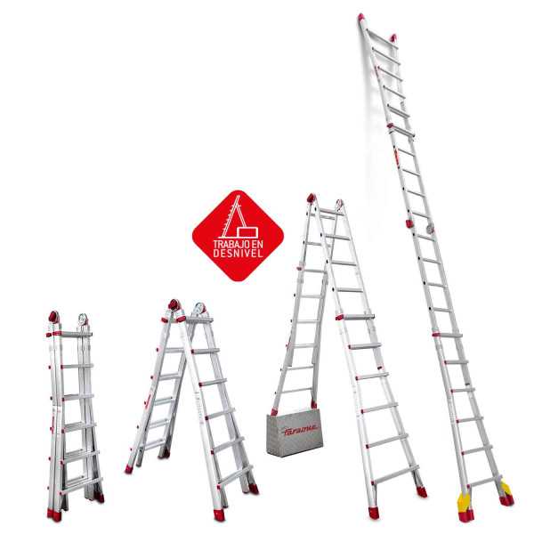Escalera telescópica de aluminio multiusos súper profesional Peldaños 10-10 TELEST5 FARAONE
