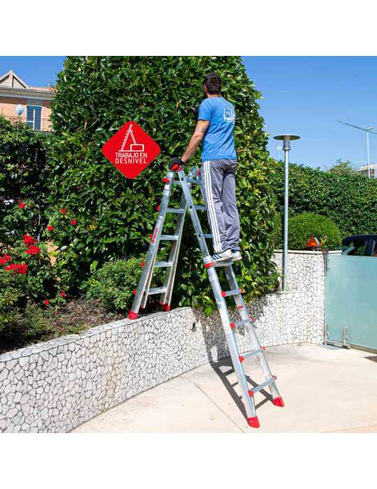 Escalera telescópica de aluminio multiusos súper profesional Peldaños 10-10 TELEST5 FARAONE