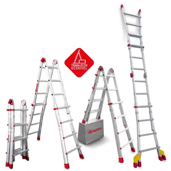 Escalera telescópica de aluminio multiusos súper profesional Peldaños 12-12 TELEST6 FARAONE