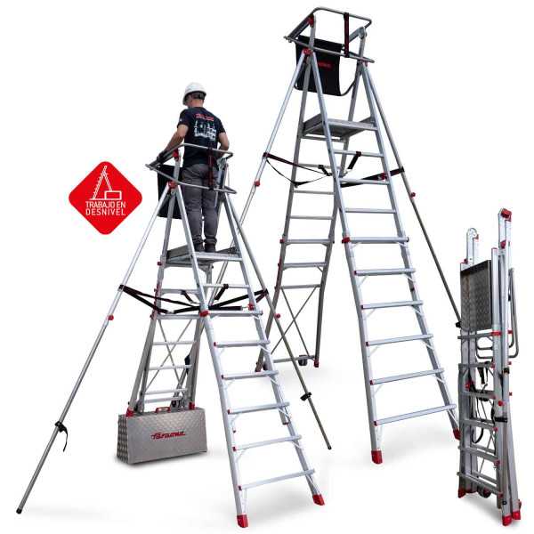 Escalera con amplia plataforma, , estabilizadores de serie y 6 peldaños. PLS6 FARAONE