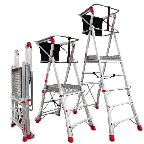 Escalera con amplia plataforma, , estabilizadores de serie y 6 peldaños. PLS6 FARAONE