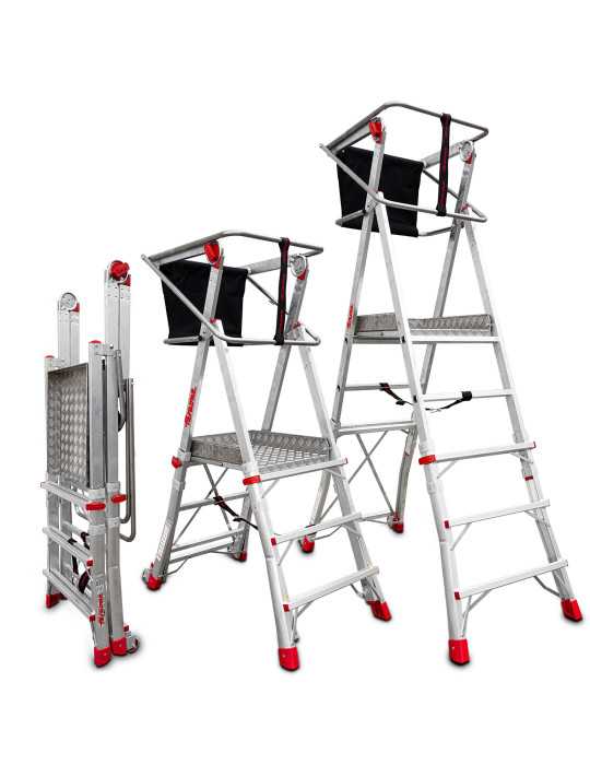 Escalera con amplia plataforma, , estabilizadores de serie y 6 peldaños. PLS6 FARAONE