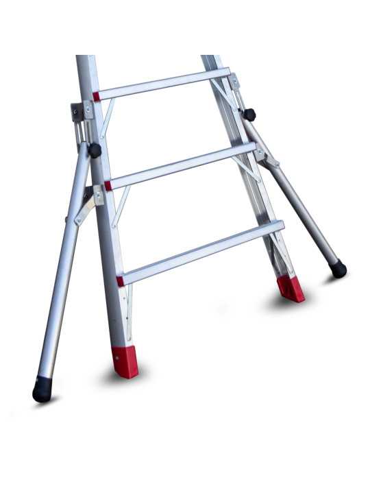 Escalera con amplia plataforma, estabilizadores de serie y 4 peldaños PLS4 FARAONE